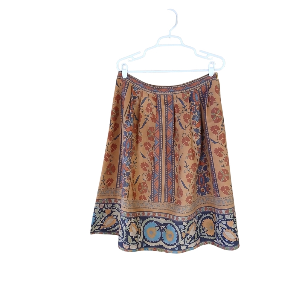 Jealous Tomato Tobacco Brown Floral A Line Microsuede Midi Skirt Size XL
